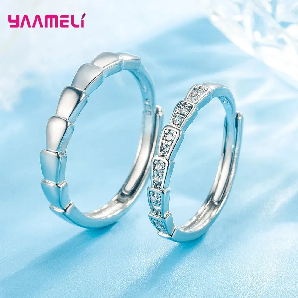 1 par de anillos de promesa de plata 925.