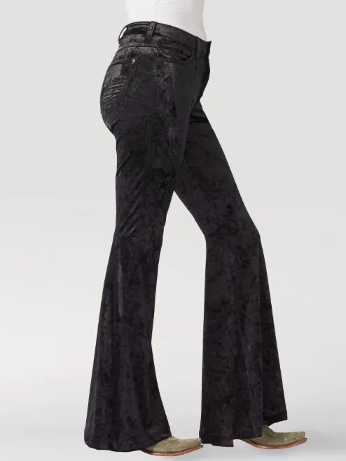 112321414 - Wrangler® Women's Retro® Velvet High Rise Trumpet Flare Jean - Black Velvet