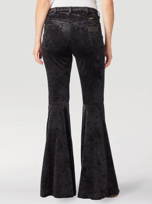 112321414 - Wrangler® Women's Retro® Velvet High Rise Trumpet Flare Jean - Black Velvet