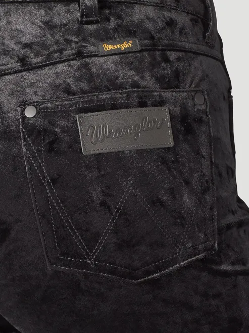 112321414 - Wrangler® Women's Retro® Velvet High Rise Trumpet Flare Jean - Black Velvet