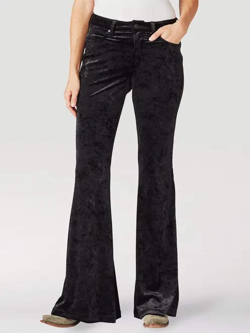 112321414 - Wrangler® Women's Retro® Velvet High Rise Trumpet Flare Jean - Black Velvet