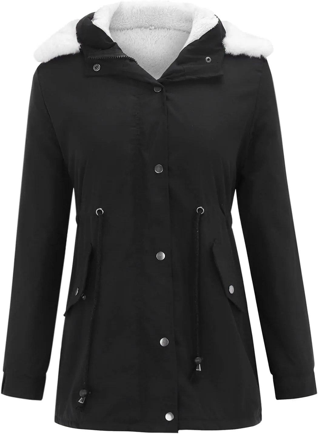 2023 Winter Coat for Women Fleece Lined Overcoat Warm Windbreaker Jacket Ladies Thicken Long Hooded Coats Plus Size Outwear