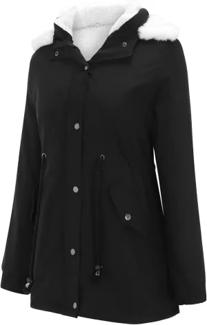 2023 Winter Coat for Women Fleece Lined Overcoat Warm Windbreaker Jacket Ladies Thicken Long Hooded Coats Plus Size Outwear