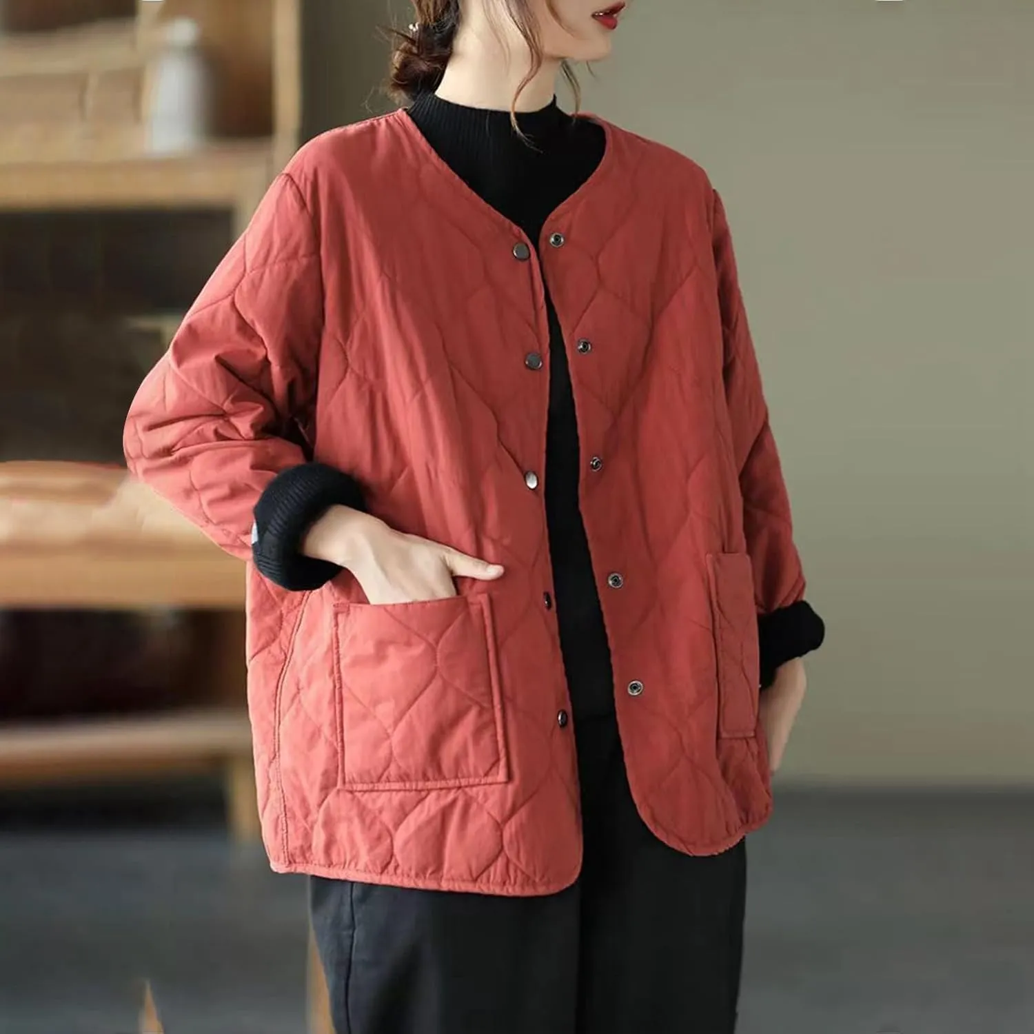 2023 Women's Lightweight Down Coat Long Sleeve Zip Packable Short Puffer Jackets Trendy Casual Windproof Winter Outerwear