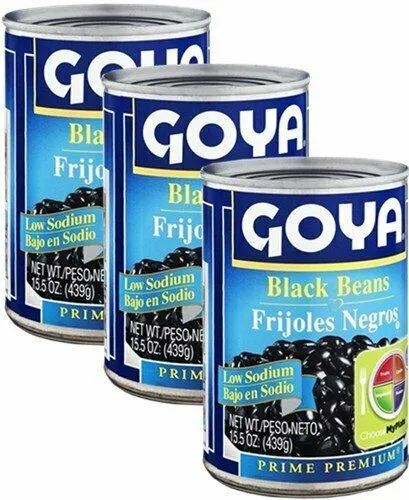 (3 Pack) Goya Black Beans Frijoles Negros low sodium 15.5 Oz
