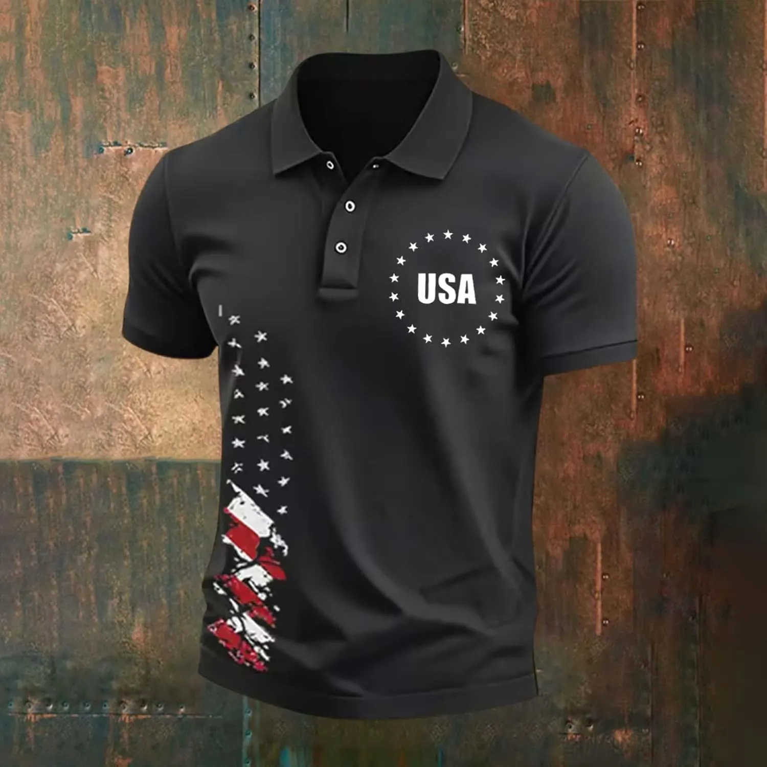 4th of July Mens Graphic Golf Polo Shirts USA Patriotic Quick Dry Shirt Moisture Wicking Short Sleeve Performance Top