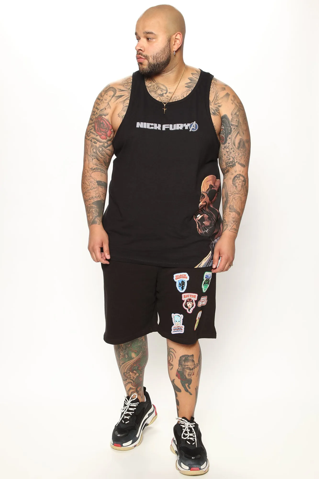 Avengers Patches Shorts - Black