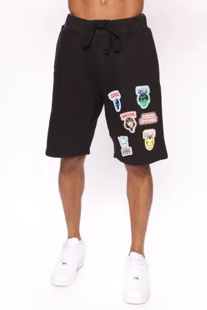 Avengers Patches Shorts - Black