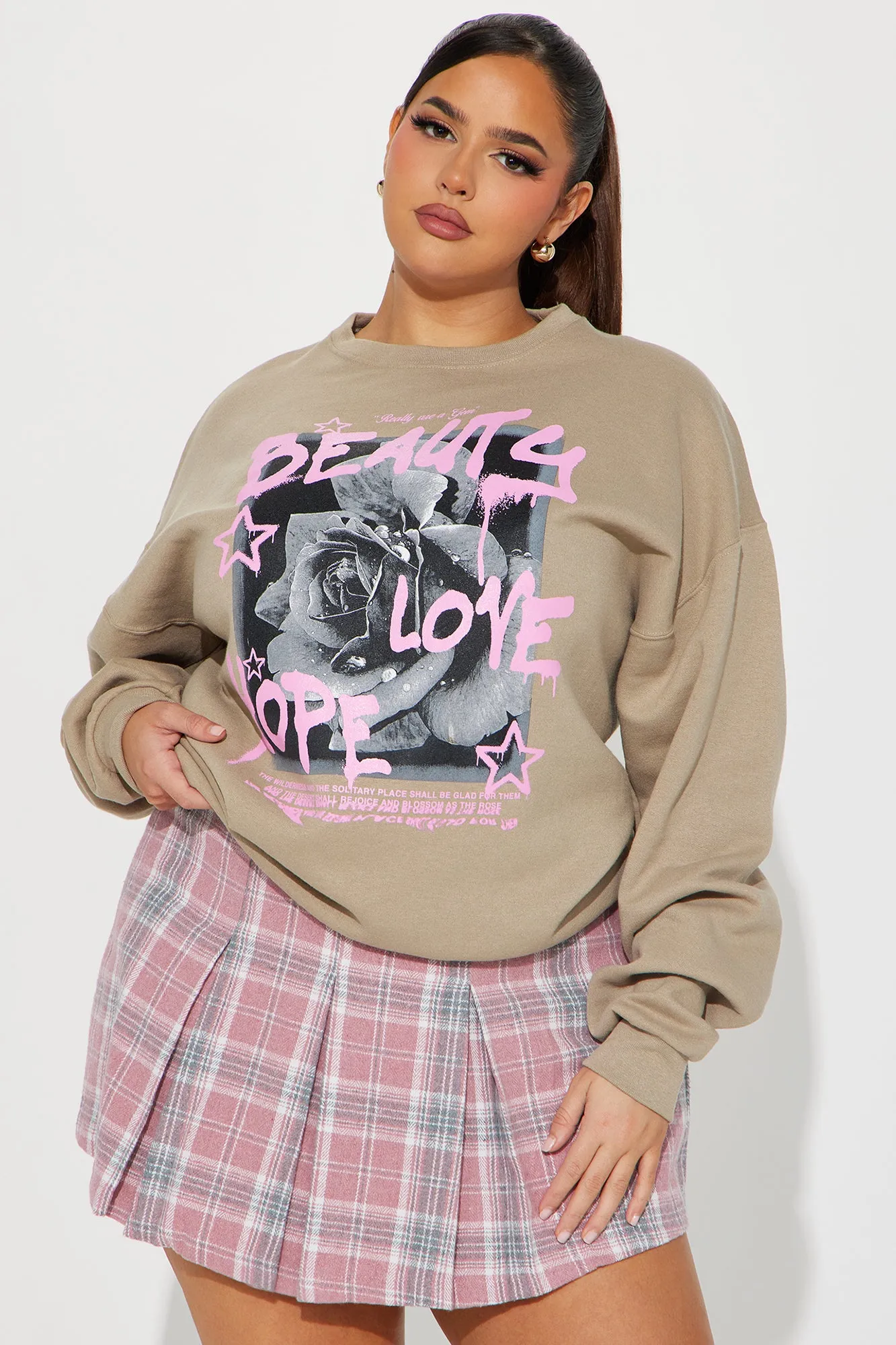 Beauty In All Places Sweatshirt - Taupe