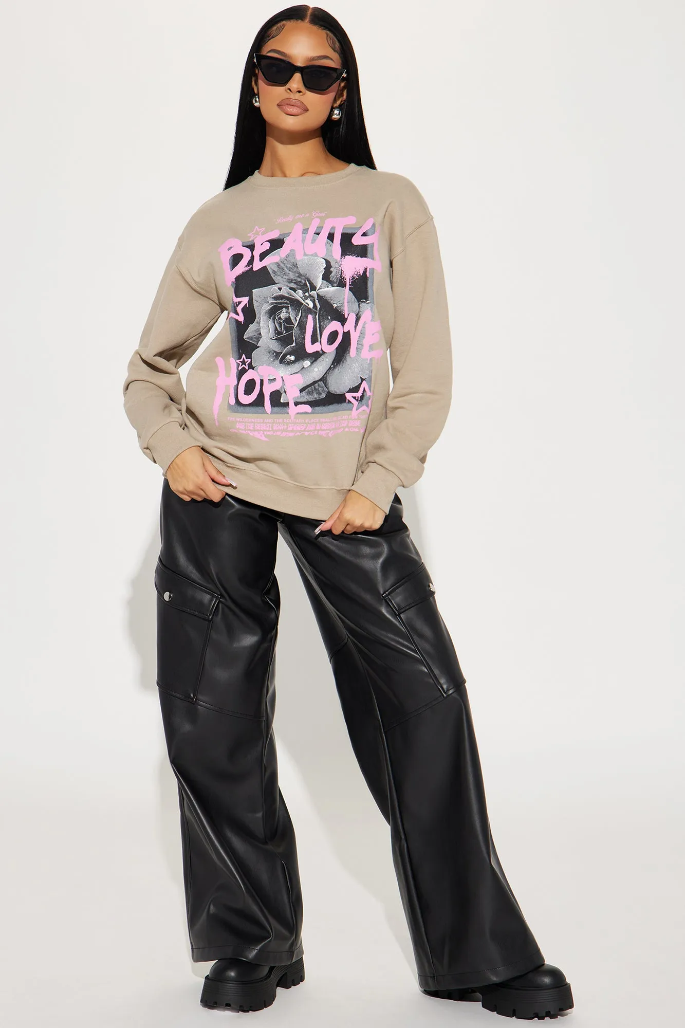 Beauty In All Places Sweatshirt - Taupe