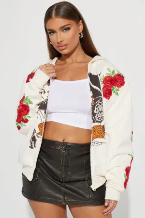 Betty Boop Zip Front Hoodie - Cream