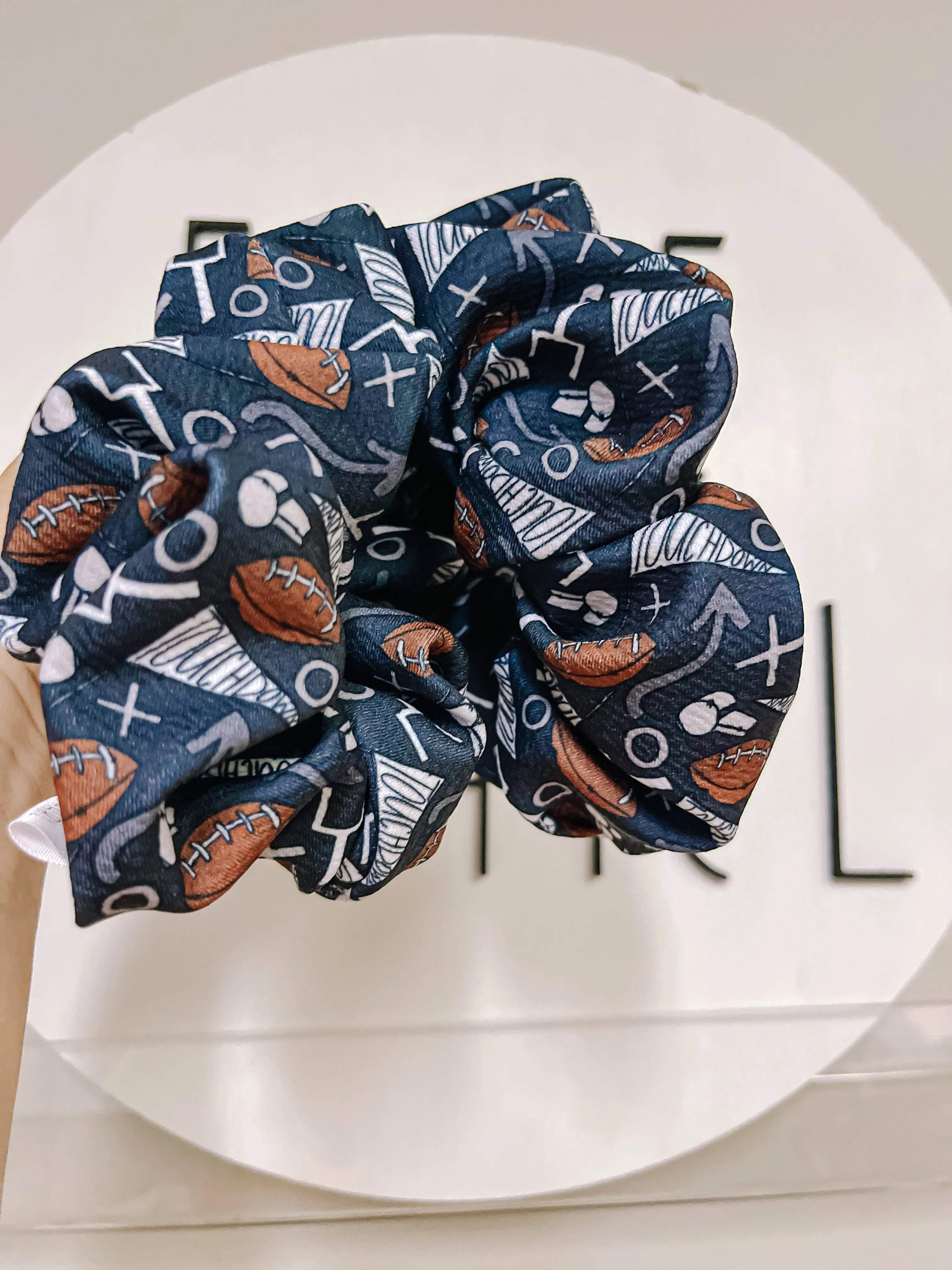 Black Football Touchdown Oversized Scrunchy