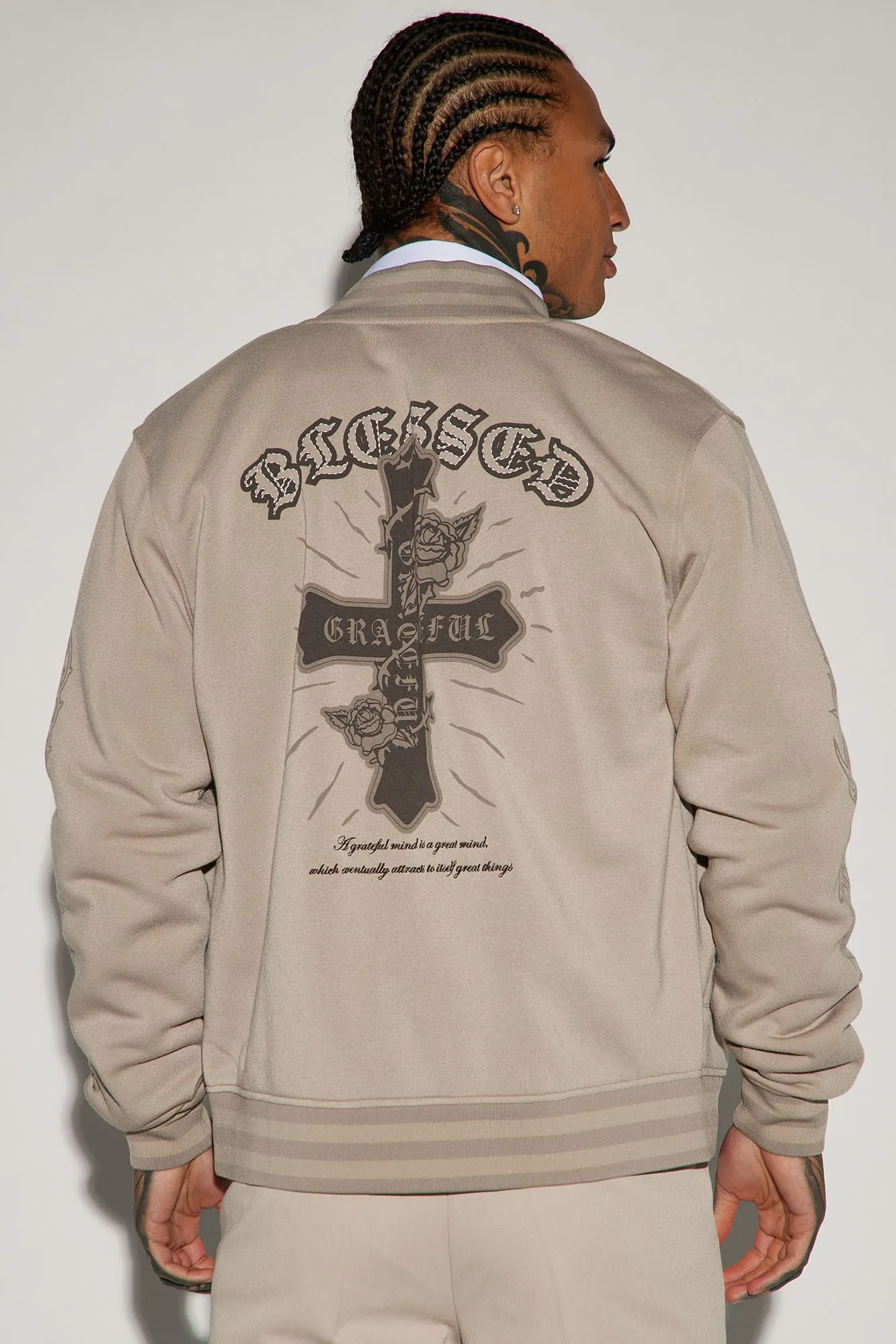 Blessed Varsity Jacket - Tan
