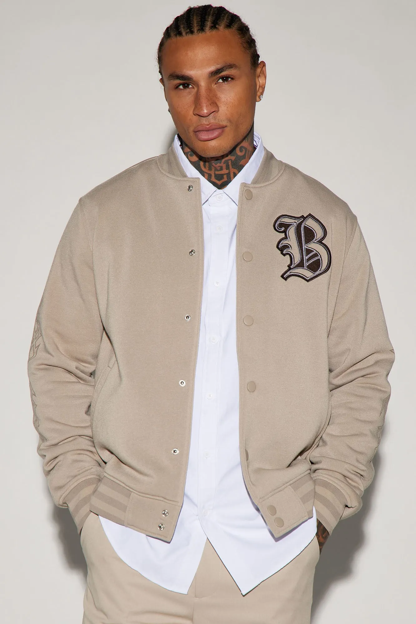 Blessed Varsity Jacket - Tan