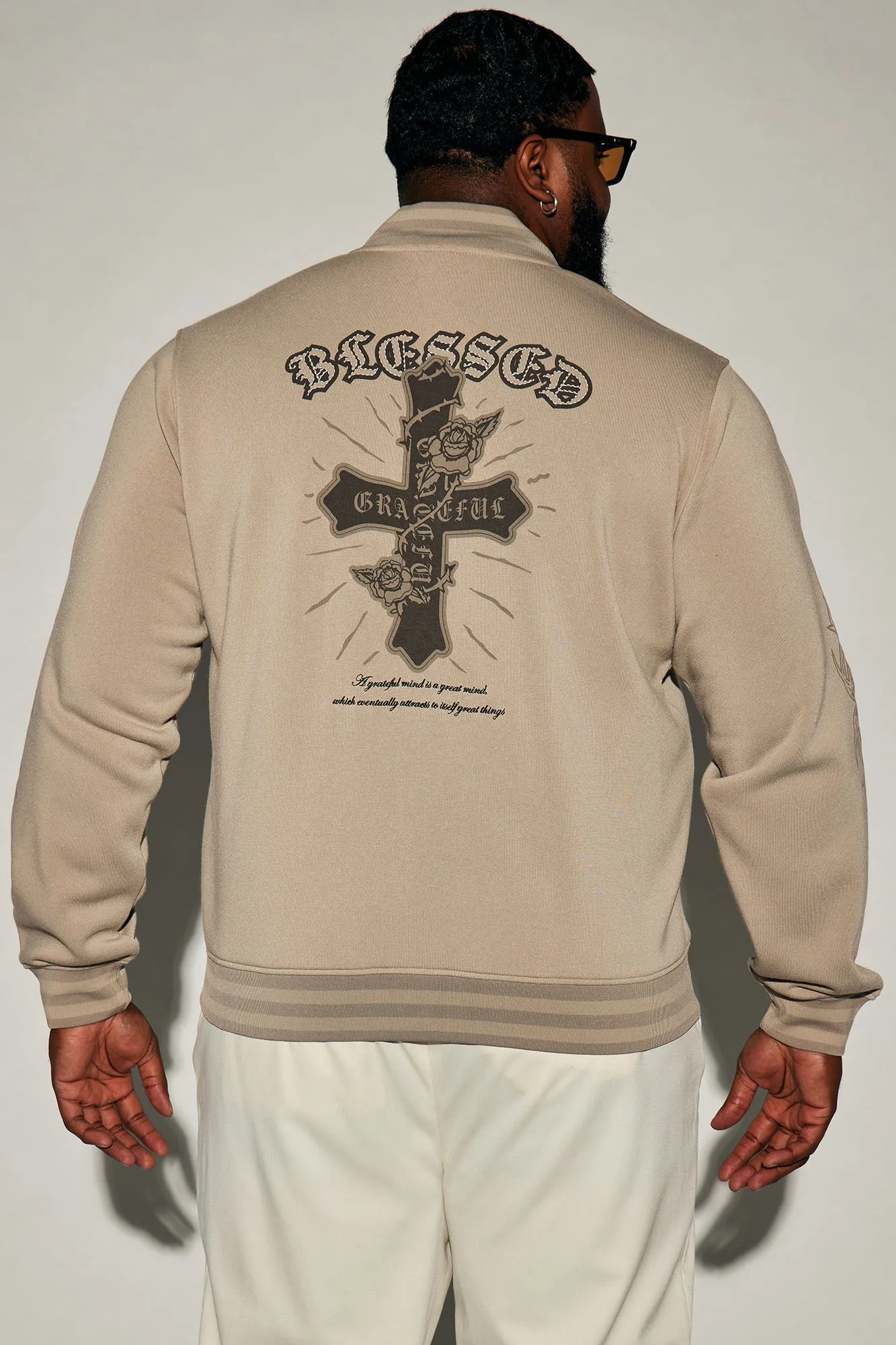 Blessed Varsity Jacket - Tan