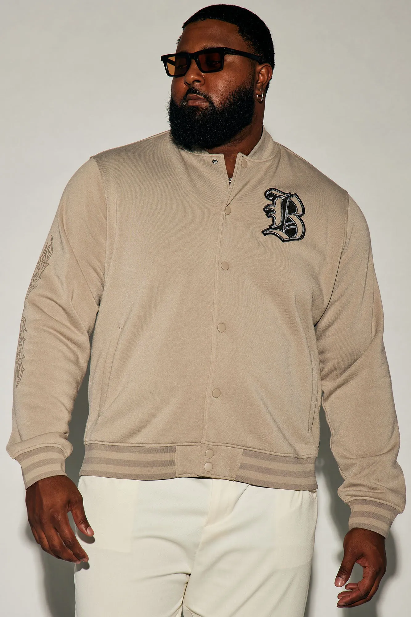 Blessed Varsity Jacket - Tan