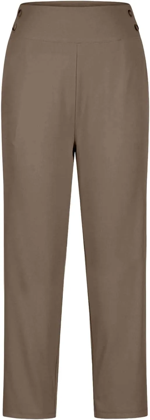 Capri Pants for Women Plus Size, 2025 High Waist Pull On Dressy Work Pants Comfy Summer Cropped Slacks Yoga Golf Pants