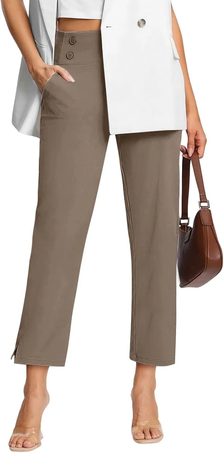 Capri Pants for Women Plus Size, 2025 High Waist Pull On Dressy Work Pants Comfy Summer Cropped Slacks Yoga Golf Pants
