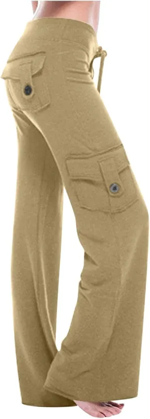 Cargo Pants for Women High Waisted Casual Pants Wide Leg Cargo Pants with Pockets Baggy Bootcut Trousers