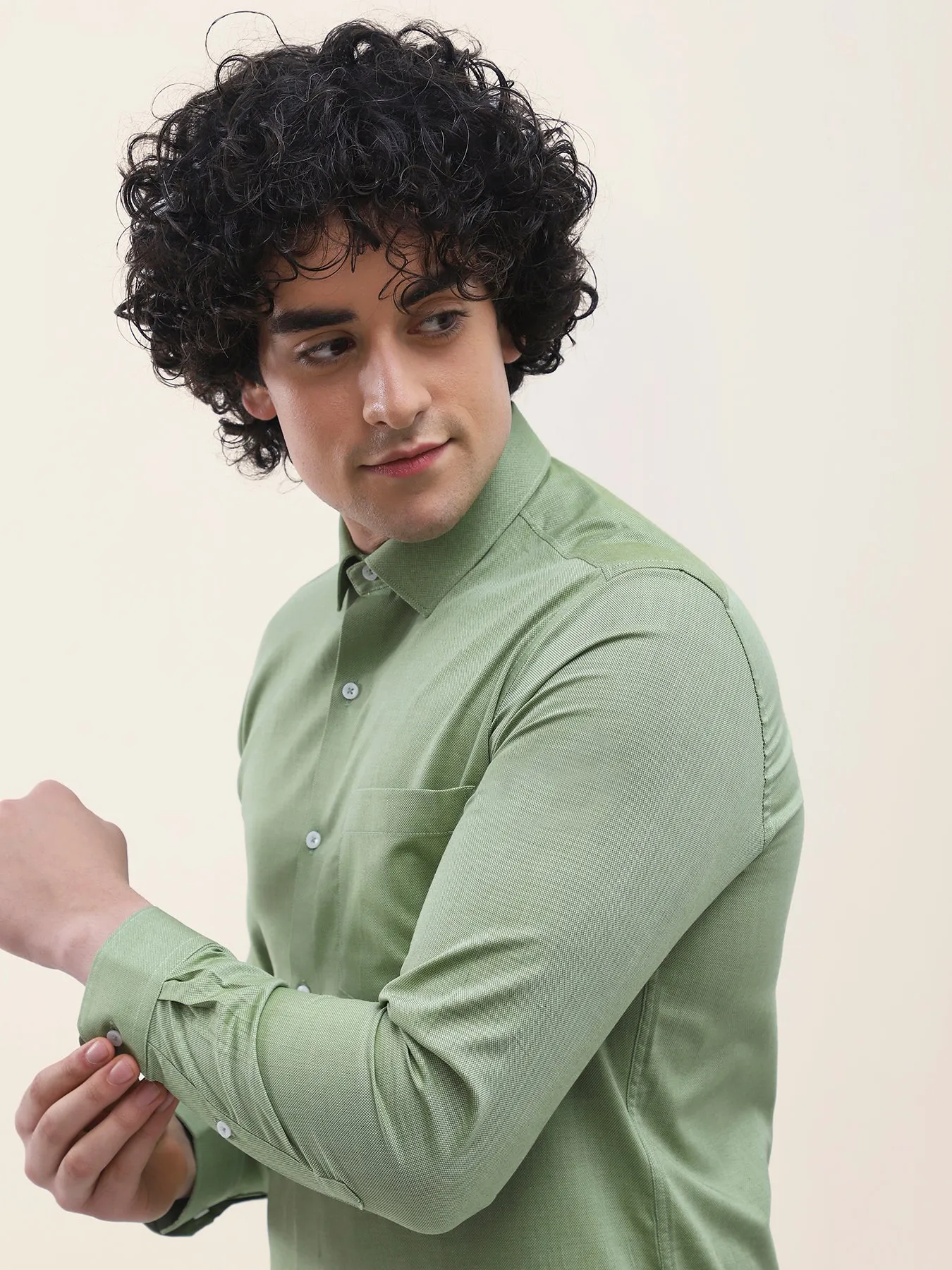 Cotton Green Dobby Full Sleeve Formal Shirt