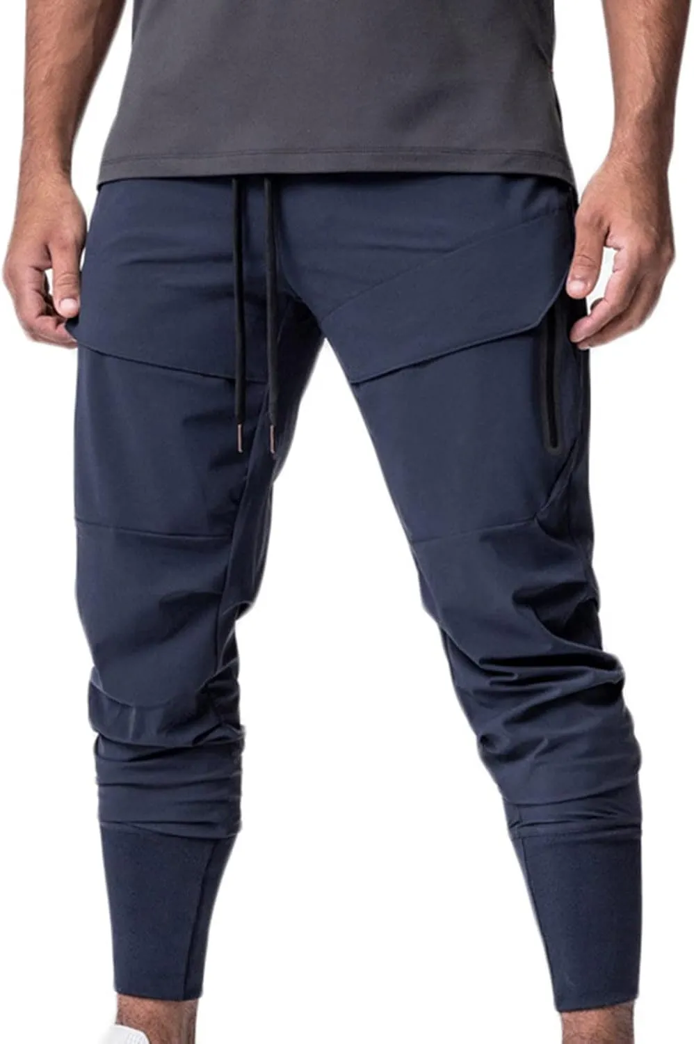 Dademeo Quick-Drying Hiking Pants Men's Slim Fit Straight Leg Drawstring Solid Training Pants Fitness Workout Joggers Pants