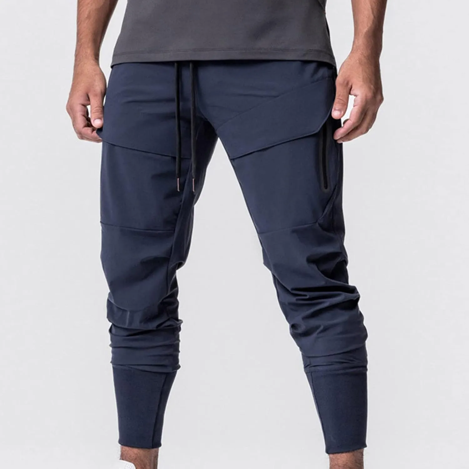 Dademeo Quick-Drying Hiking Pants Men's Slim Fit Straight Leg Drawstring Solid Training Pants Fitness Workout Joggers Pants