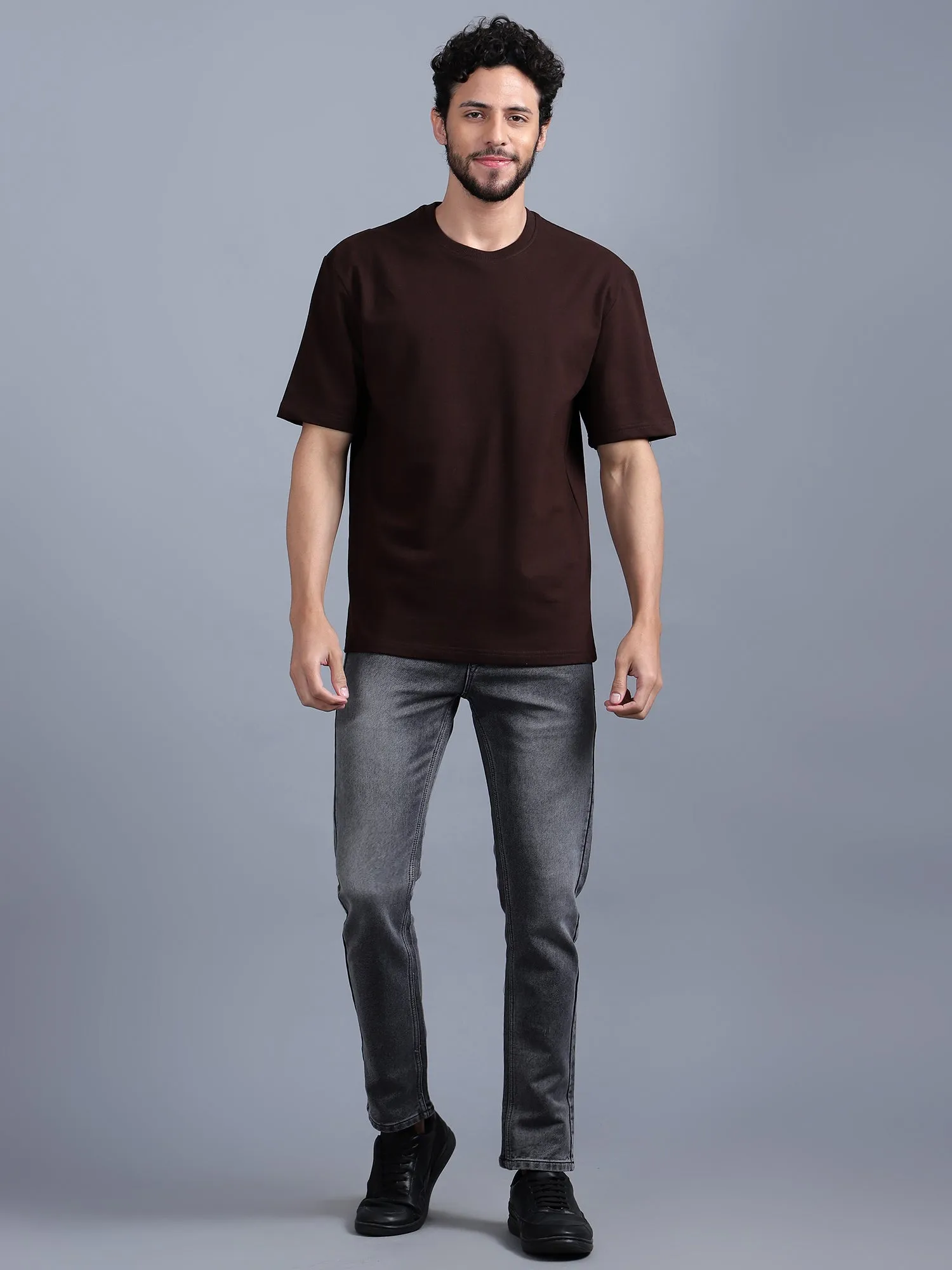 Heavyweight Oversize Solid T-Shirt Coffee Brown