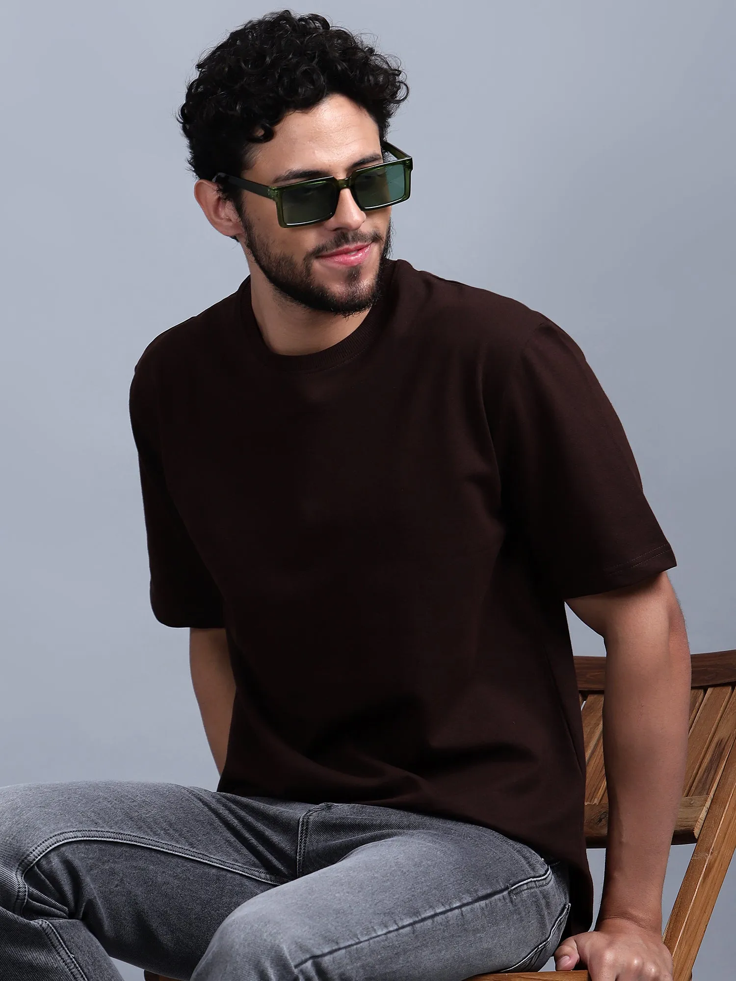 Heavyweight Oversize Solid T-Shirt Coffee Brown
