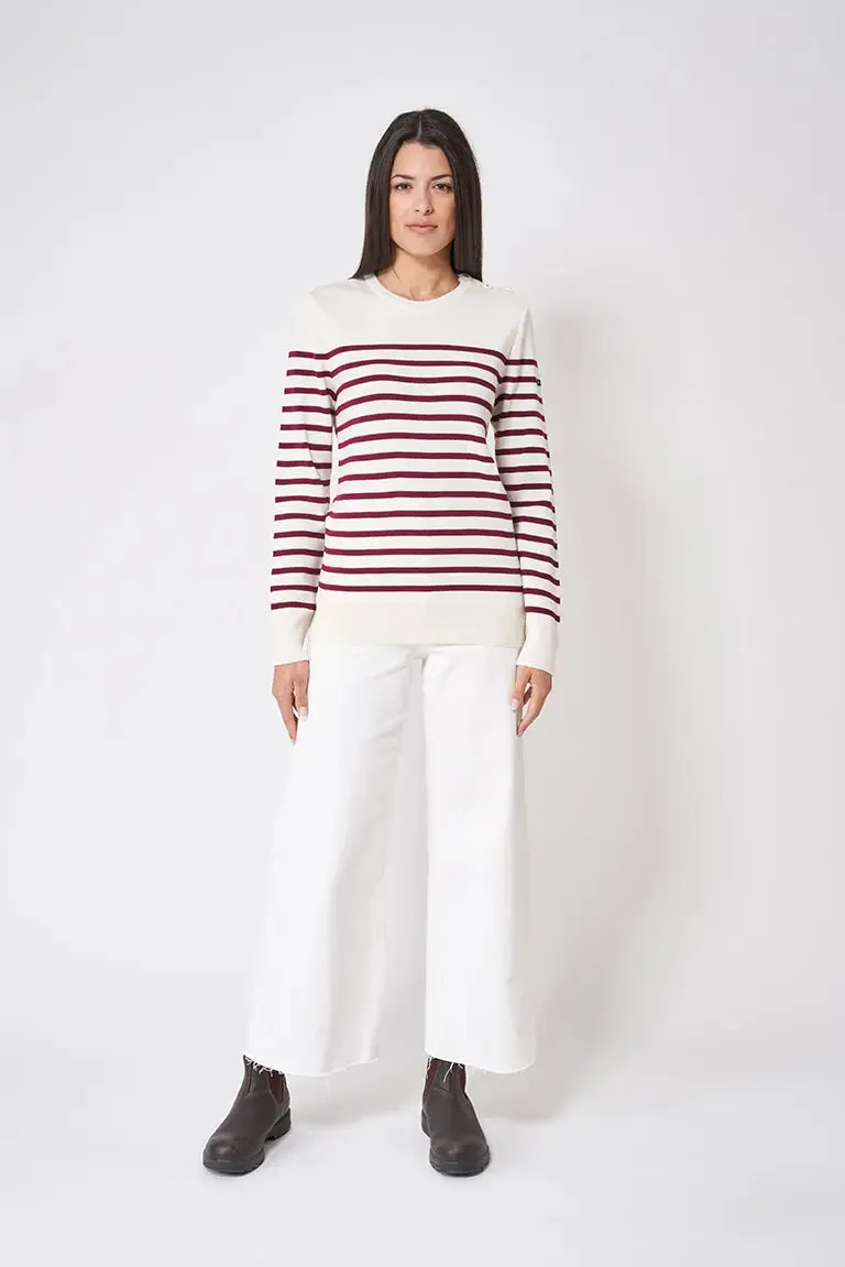 Jersey de lana cuello redondo con cenefa - A3311