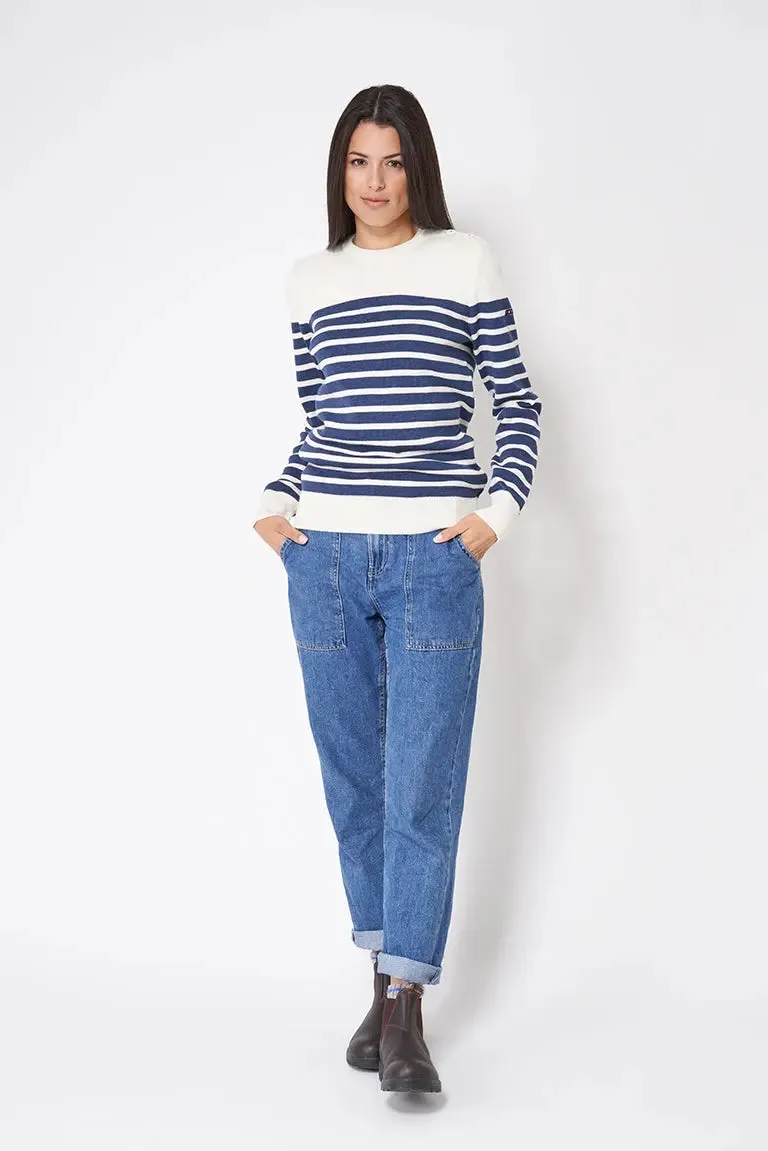 Jersey de lana cuello redondo con cenefa - A3311