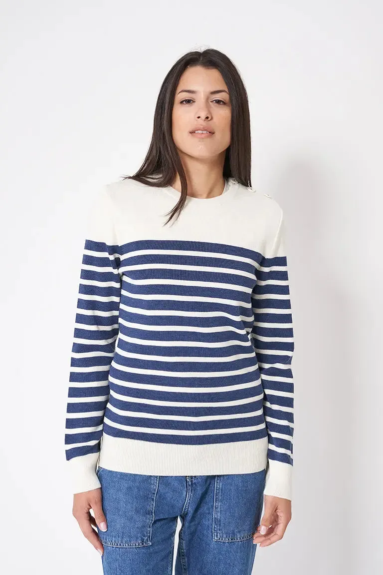 Jersey de lana cuello redondo con cenefa - A3311
