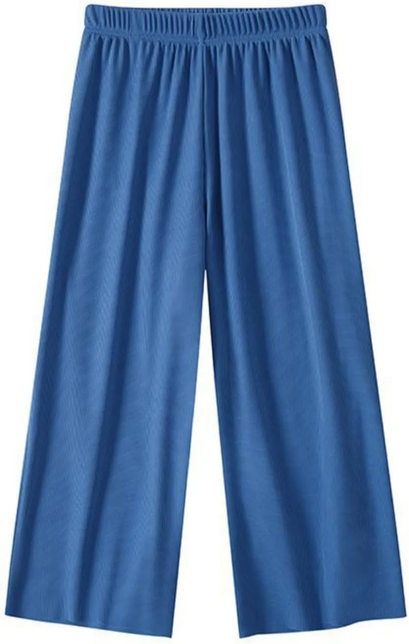 Kids Girls Baggy Palazzo Pants Lightweight Loose Wide Leg Elastic Waist Solid Casual Trousers Summer Daily Comfy Pants
