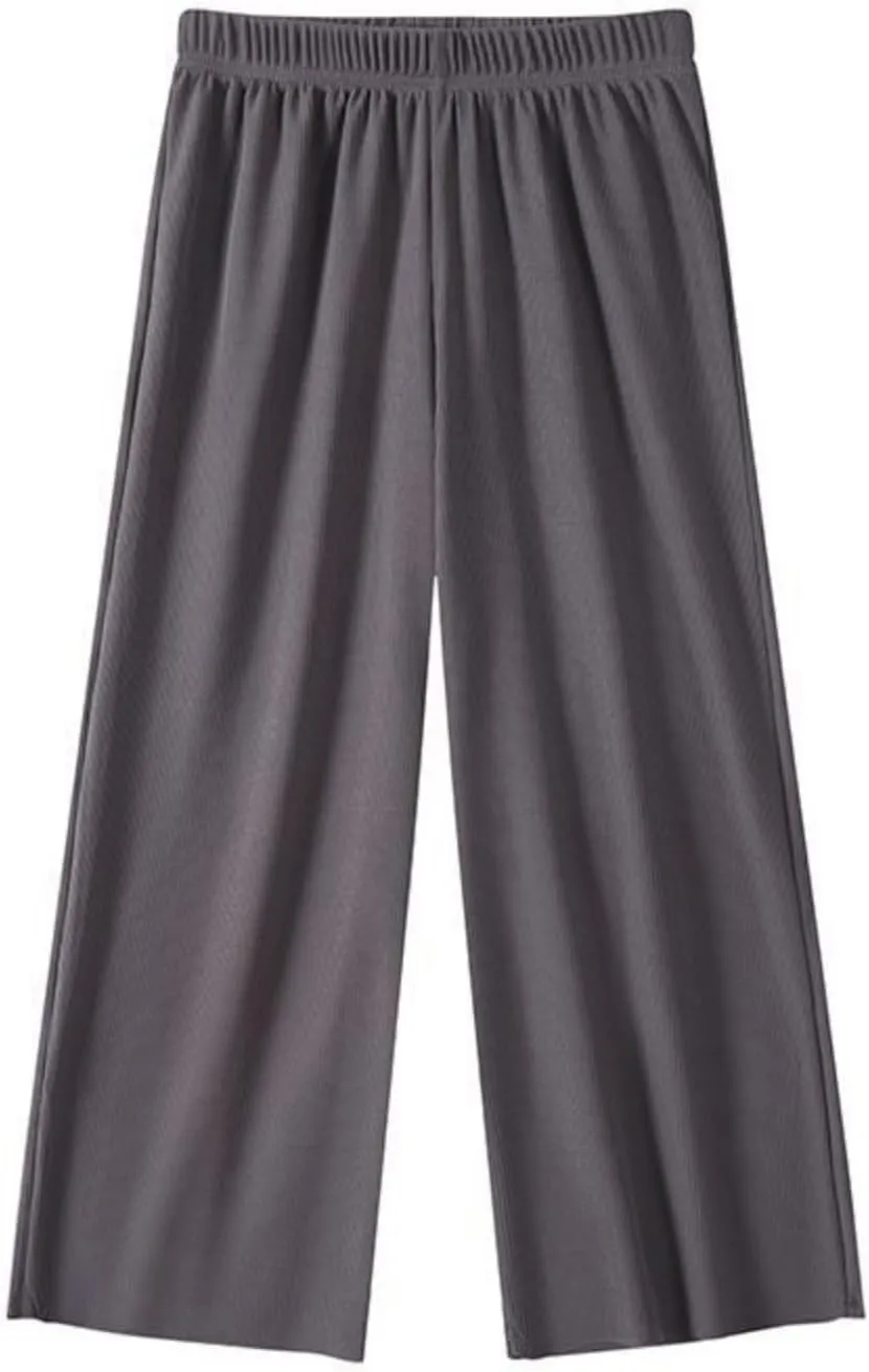 Kids Girls Baggy Palazzo Pants Lightweight Loose Wide Leg Elastic Waist Solid Casual Trousers Summer Daily Comfy Pants