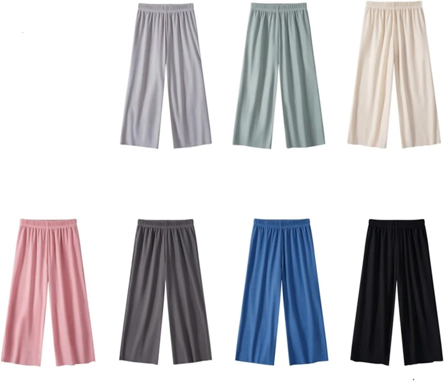 Kids Girls Baggy Palazzo Pants Lightweight Loose Wide Leg Elastic Waist Solid Casual Trousers Summer Daily Comfy Pants