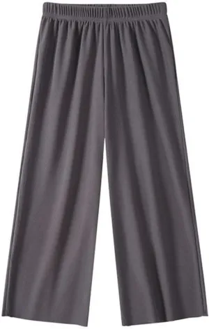 Kids Girls Baggy Palazzo Pants Lightweight Loose Wide Leg Elastic Waist Solid Casual Trousers Summer Daily Comfy Pants