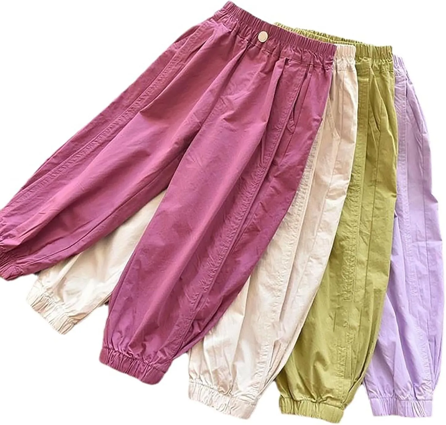 Kids Girls Baggy Sweatpants Loose Wide Leg Elastic Waist Solid Color Athletic Joggers Trousers Summer Comfy Pants