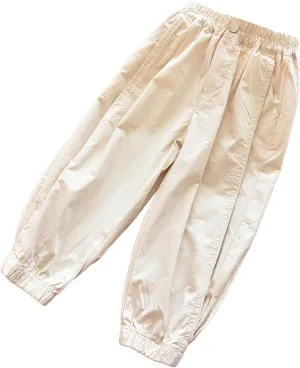 Kids Girls Baggy Sweatpants Loose Wide Leg Elastic Waist Solid Color Athletic Joggers Trousers Summer Comfy Pants