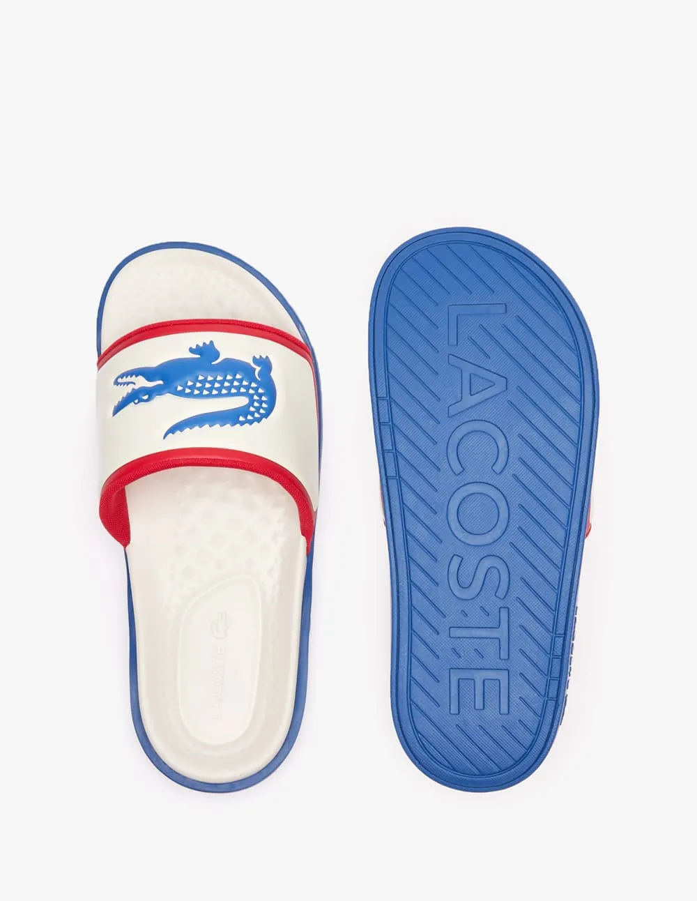 Lacoste Serve Slide Dobles Blancas y Azules Hombre
