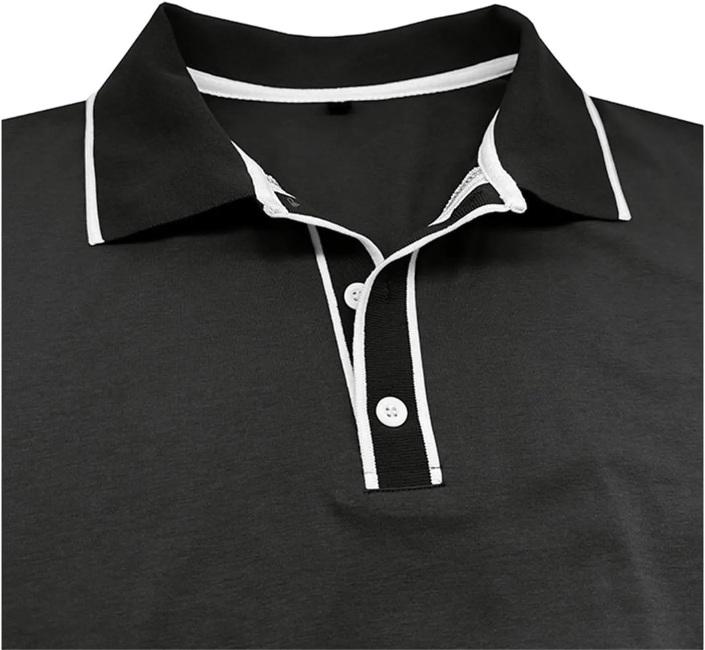 Mens 3 Button Polo Shirts Long Sleeve Cotton Collared Golf Tops Moisture Wicking Performance Athletic Shirts Workwear