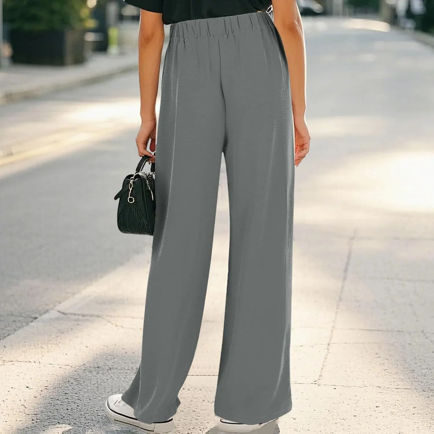 Moonker Girls Wide Leg Palazzo Pants Baggy 2222222 Summer High Elastic Waist Flowy Casual Trousers Y2k Beach