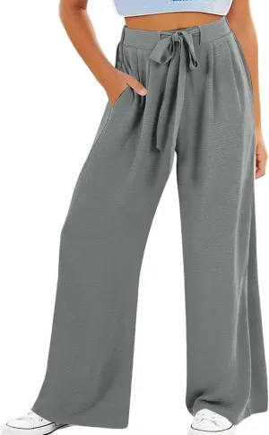 Moonker Girls Wide Leg Palazzo Pants Baggy 2222222 Summer High Elastic Waist Flowy Casual Trousers Y2k Beach