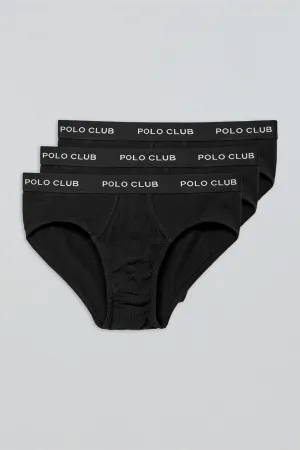 Pack de tres slips negros con detalle Polo Club