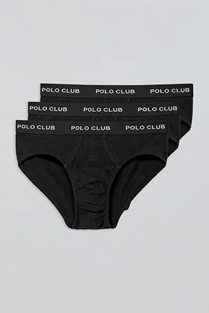 Pack de tres slips negros con detalle Polo Club