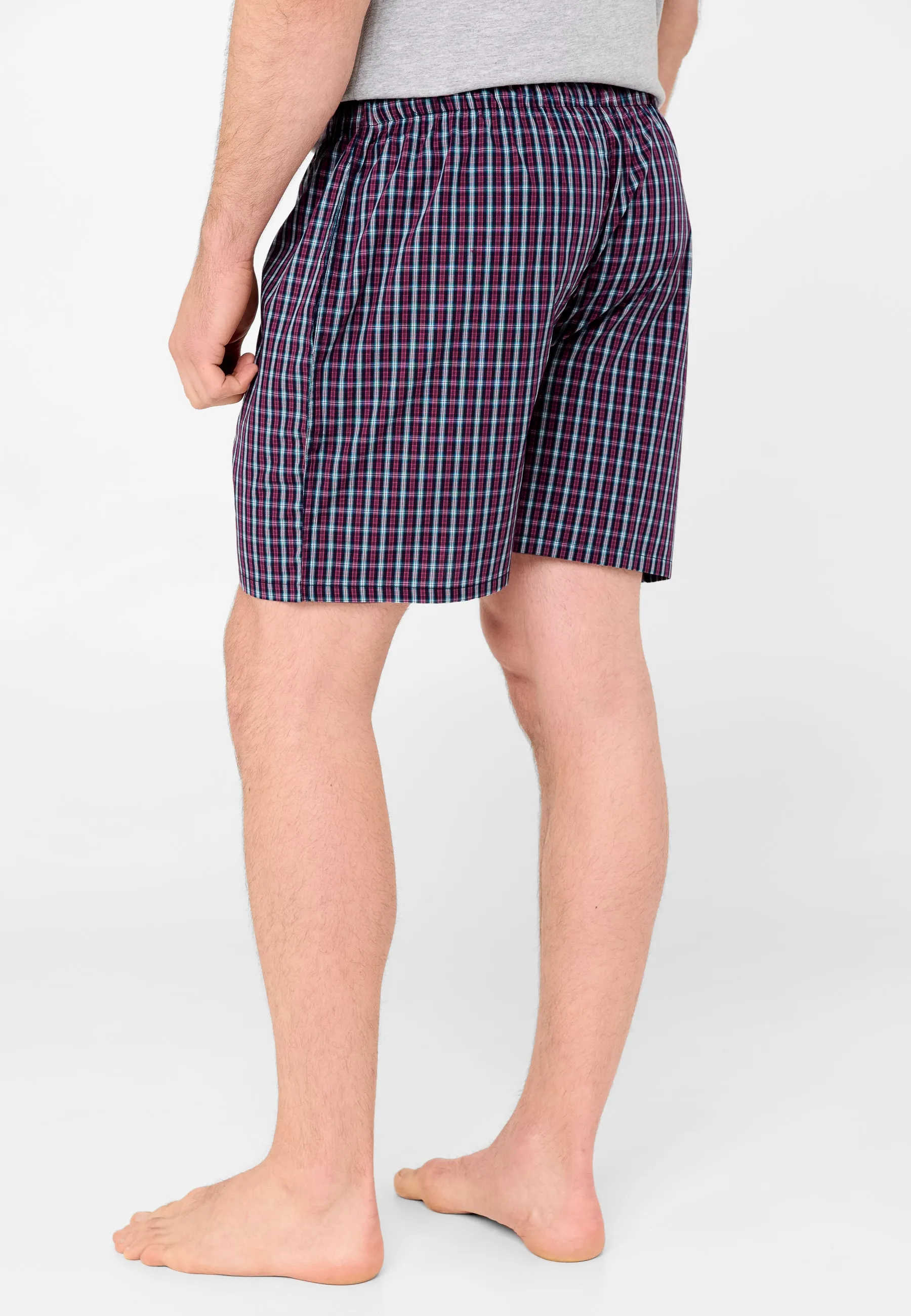 Pantalón Pijama Hombre Corto Algodón Popelín Cuadros - Rojo 8501_94
