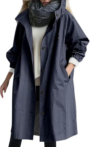 PeQAQ Women's Trench Coat Long Double-Breasted Fall Fashion Windbreaker Jackets 2023 Classic Lapel Slim Overcoat Outerwear