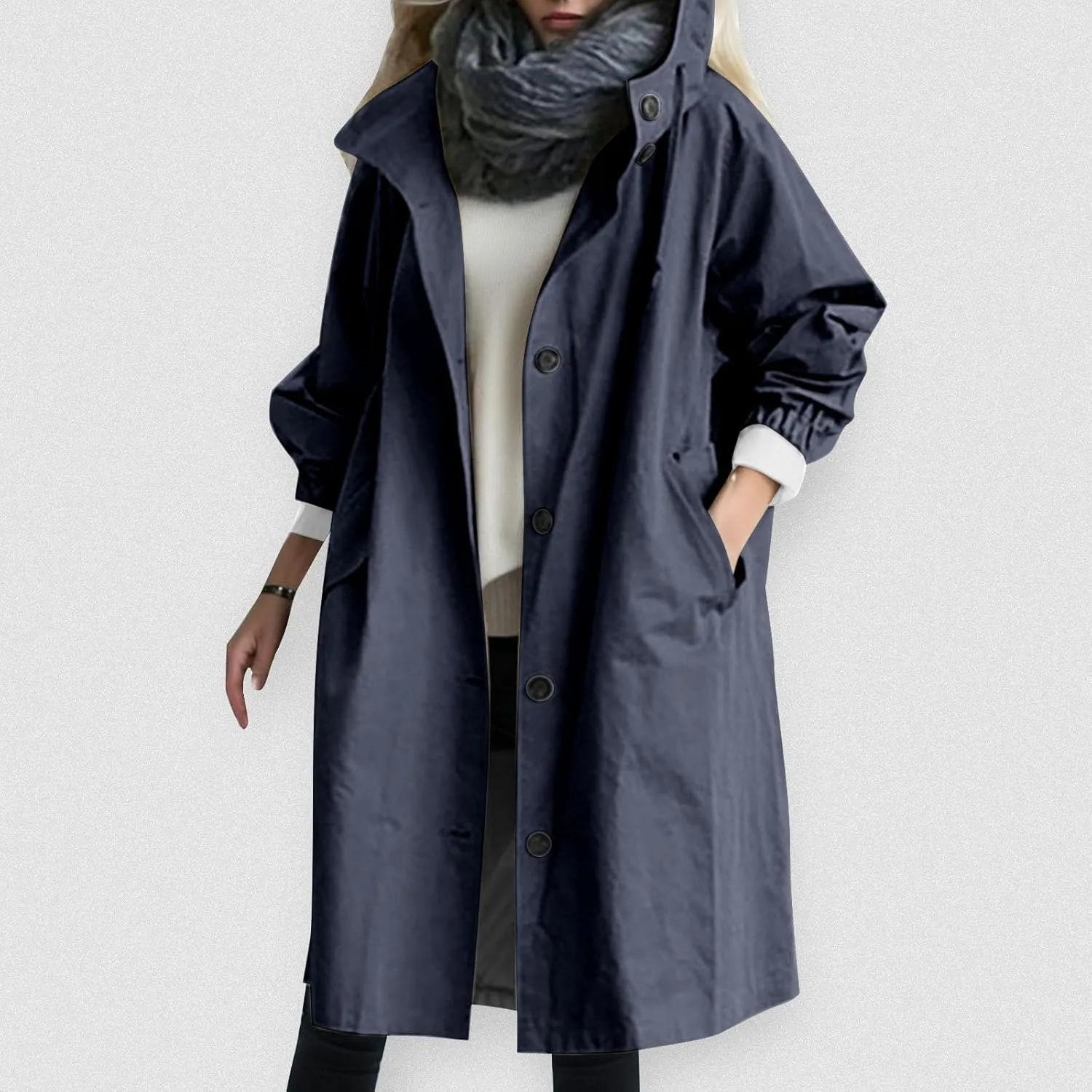 PeQAQ Women's Trench Coat Long Double-Breasted Fall Fashion Windbreaker Jackets 2023 Classic Lapel Slim Overcoat Outerwear