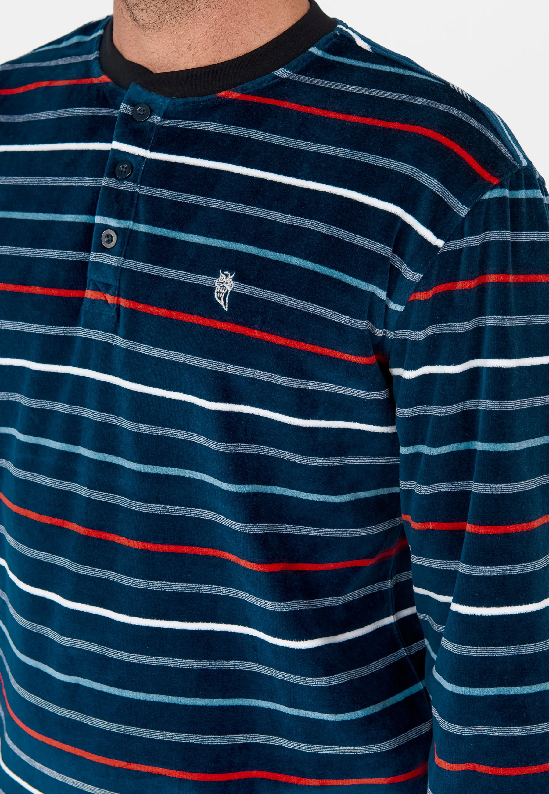 Pijama Hombre Invierno Terciopelo Rayas - Azul 5724_39