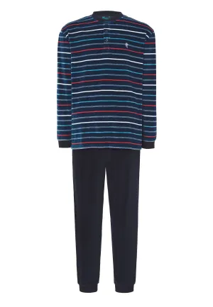 Pijama Hombre Invierno Terciopelo Rayas - Azul 5724_39