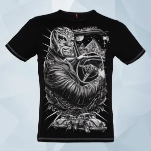 Playera estampada para hombre con aplicación de pedrería brillante - Modelo EL ARJONA