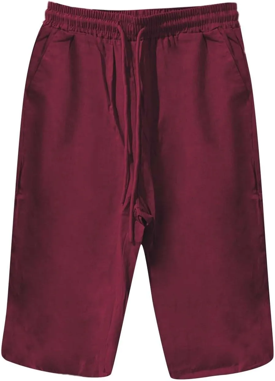 SHAOBGE Summer Pants for Women 2024 Women's Knee Length Short Pants Ladies Loose Drawstring Casual Trendy Pants